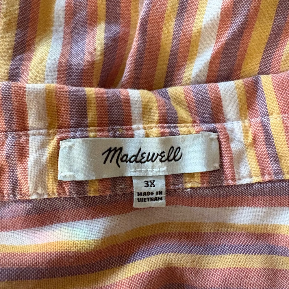 Madewell Cotton Central Shirt in Rainbow Stripe Sierra Stripe Sweet Dahlia - Picture 8 of 9